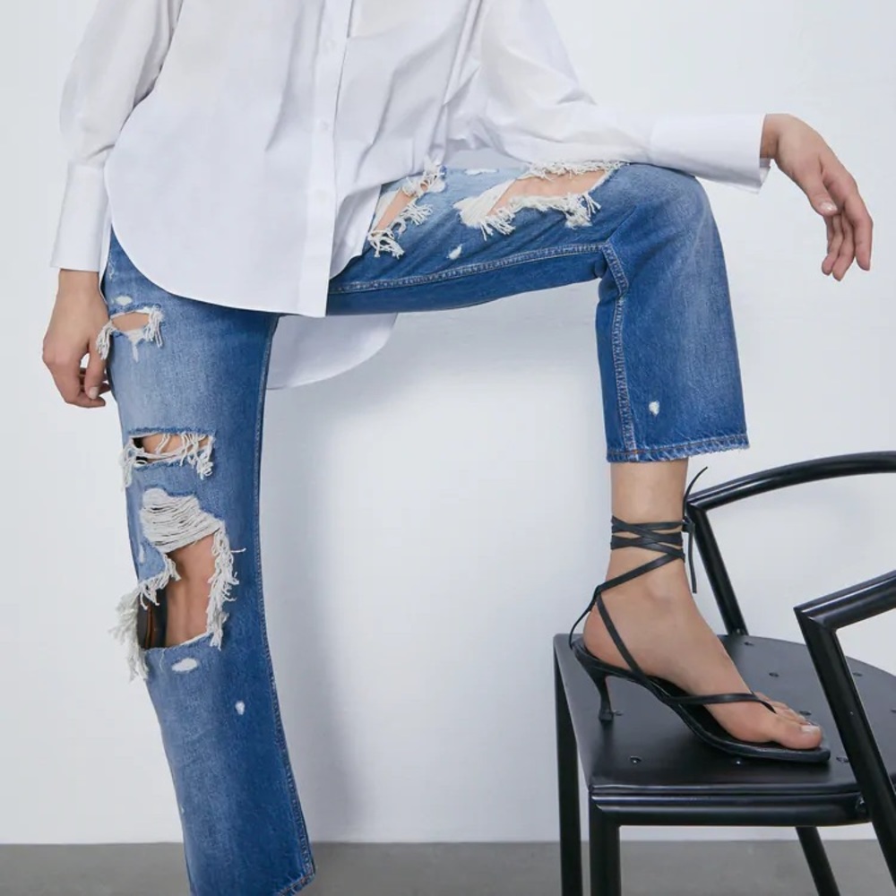 Zara JEANS ZW PREMIUM STRAIGHT CROPPED JEANS new - Picture 2 of 9